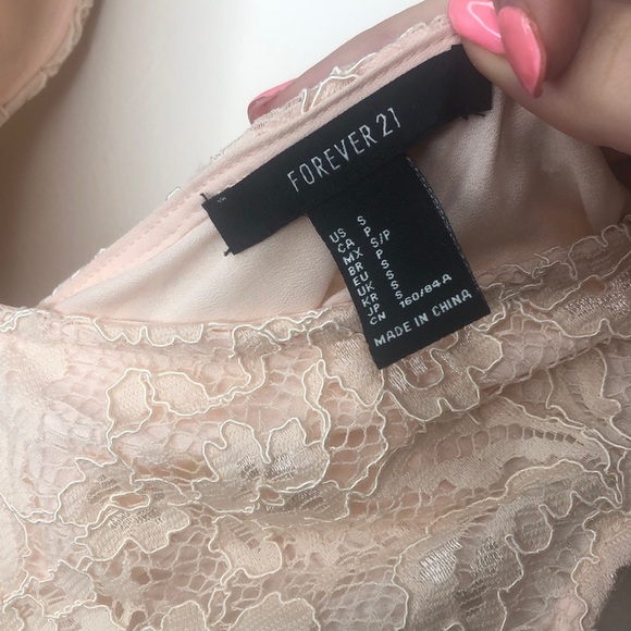 Blush Pink/Peach Flowy Lace F21 Dress - Picture 5 of 7